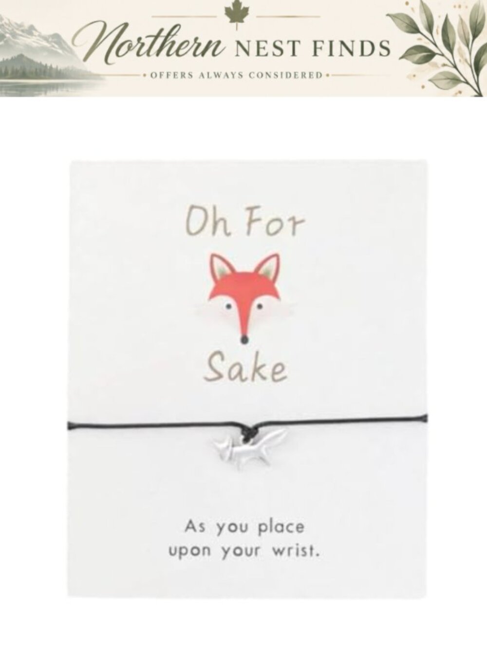 Wish Bracelet Fox Charm on Wax Cord 13-14" Handmade String Friendship